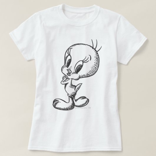TWEETY™ラブリーブラック/ホワイト Tシャツ (デザイン正面)