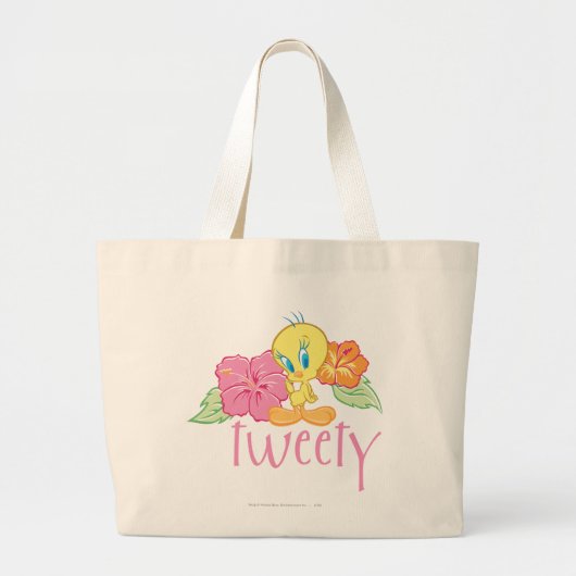 TWEETY™熱帯の花 ラージトートバッグ (正面)