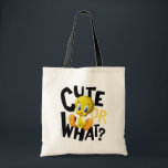 TWEETY™- Cute Or What? トートバッグ<br><div class="desc">LOONEY TUNES™ | Tweety sits happily within the letters of the question "Cute Or What?".</div>