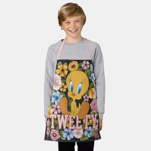 TWEETY™ Floral Embroidery Graphic エプロン (着用した状態)
