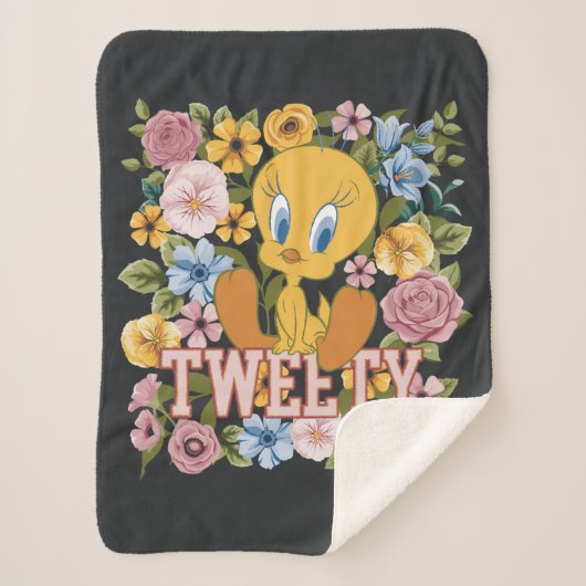 TWEETY™ Floral Embroidery Graphic シェルパブランケット (正面)
