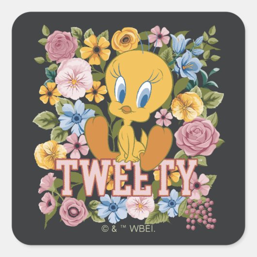 TWEETY™ Floral Embroidery Graphic スクエアシール (正面)