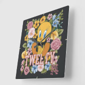 TWEETY™ Floral Embroidery Graphic スクエア壁時計 (傾斜)