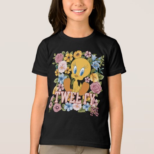 TWEETY™ Floral Embroidery Graphic トライブレンドTシャツ (正面)