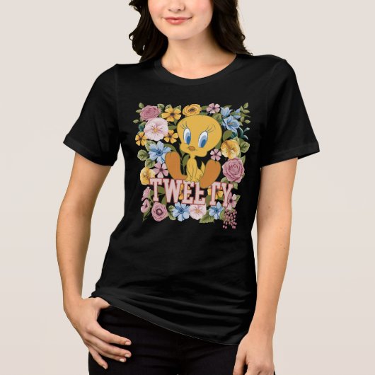 TWEETY™ Floral Embroidery Graphic トライブレンドTシャツ (正面)