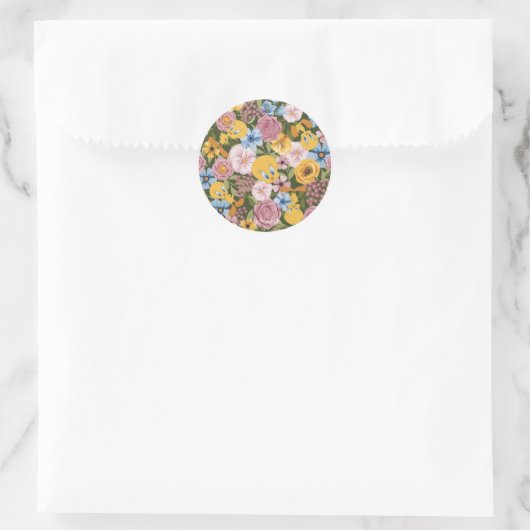 TWEETY™ Floral Embroidery Pattern ラウンドシール (バッグ)