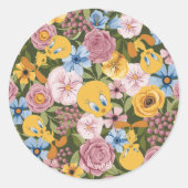 TWEETY™ Floral Embroidery Pattern ラウンドシール (正面)