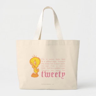 Tweety "I Am A Sweet Little Bird" ラージトートバッグ