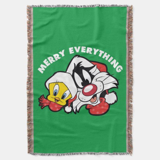 TWEETY™ & SYLVESTER™「メリーすべて」 スローブランケット (正面縦)