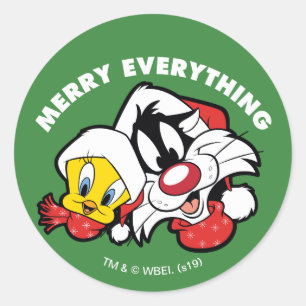 TWEETY™ & SYLVESTER™「メリーすべて」 ラウンドシール
