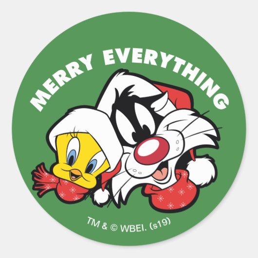TWEETY™ & SYLVESTER™「メリーすべて」 ラウンドシール (正面)