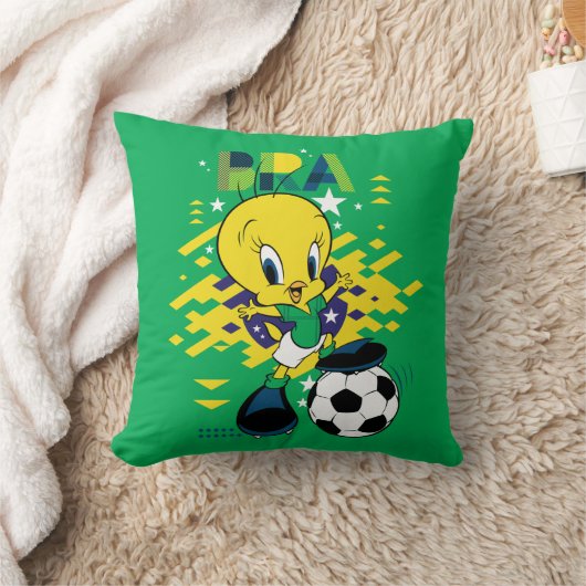 TWEETY™ Team Brazil Soccer Graphic クッション (ブランケット)
