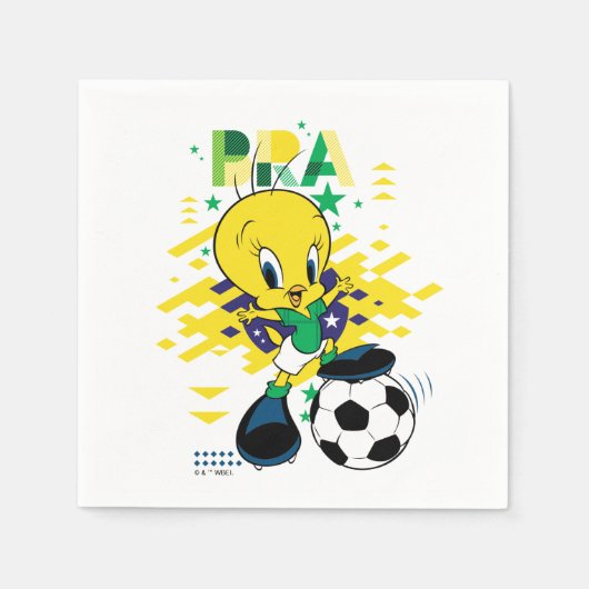 TWEETY™ Team Brazil Soccer Graphic スタンダードカクテルナプキン (正面)