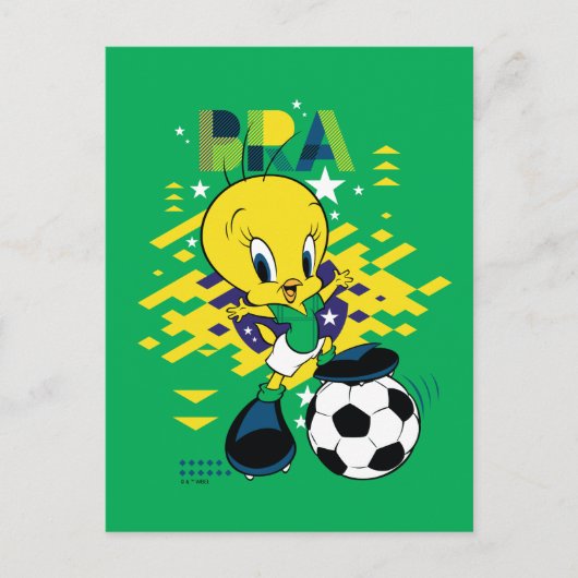 TWEETY™ Team Brazil Soccer Graphic ポストカード (正面)