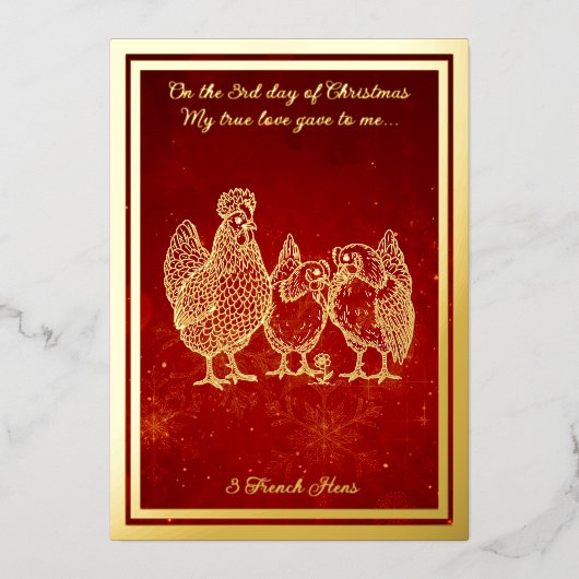 Twelve days of Christmas, French Hens 箔シーズンカード (正面)