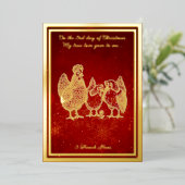 Twelve days of Christmas, French Hens 箔シーズンカード (立ち正面)