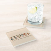 Twelve Drummers Drumming Mid-Mod Stencil-Style 1 ガラスコースター (アングル)