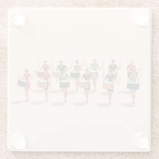 Twelve Drummers Drumming Mid-Mod Stencil-Style 1 ガラスコースター (裏面)