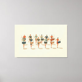 Twelve Drummers Drumming Mid-Mod Stencil-Style 1 キャンバスプリント