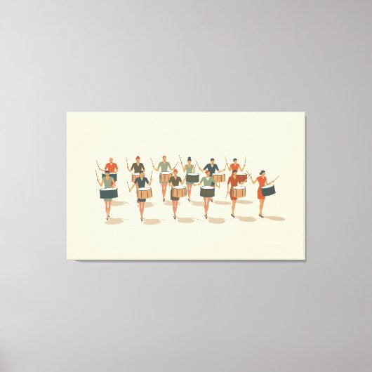 Twelve Drummers Drumming Mid-Mod Stencil-Style 1 キャンバスプリント (正面)
