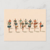 Twelve Drummers Drumming Mid-Mod Stencil-Style 1 ポストカード (正面)