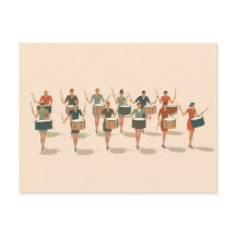 Twelve Drummers Drumming Mid-Mod Stencil-Style 1