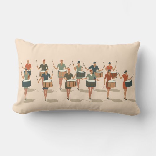 Twelve Drummers Drumming Mid-Mod Stencil-Style 1 ランバークッション (正面)