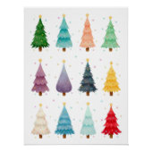 Twelve Festive Christmas Trees, watercolor ポスター (正面)