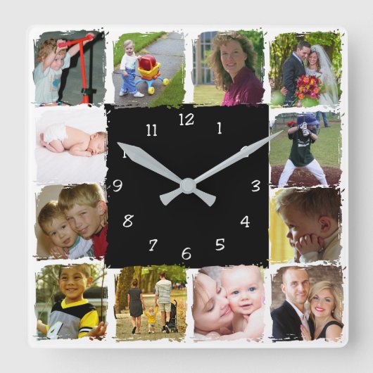Twelve personal Photos Wall Clock スクエア壁時計 (正面)