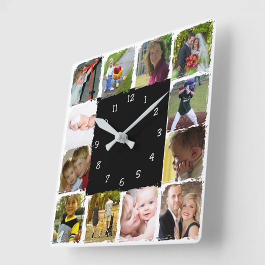 Twelve personal Photos Wall Clock スクエア壁時計 (傾斜)