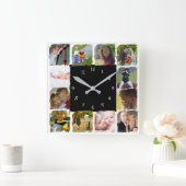 Twelve personal Photos Wall Clock スクエア壁時計 (ホーム)