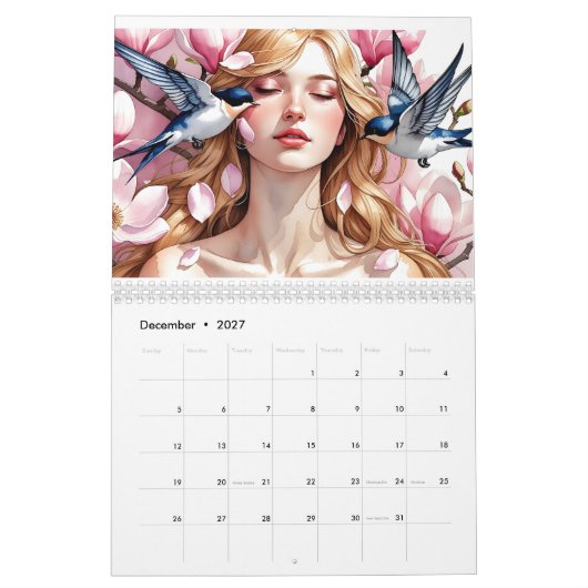 Twelve Shades of Her – Watercolor Calendar 2026 カレンダー (12月 2027)
