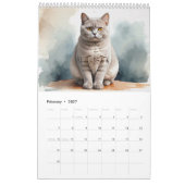 Twelve Watercolor Cats Calendar カレンダー (2月 2027)