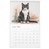 Twelve Watercolor Cats Calendar カレンダー (1月 2027)