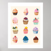 Twelve Watercolor Cupcakes ポスター (正面)