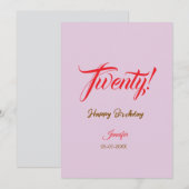 twenty20 レター 誕生日 名前 日付 年齢 赤 招待状 (正面/裏面)
