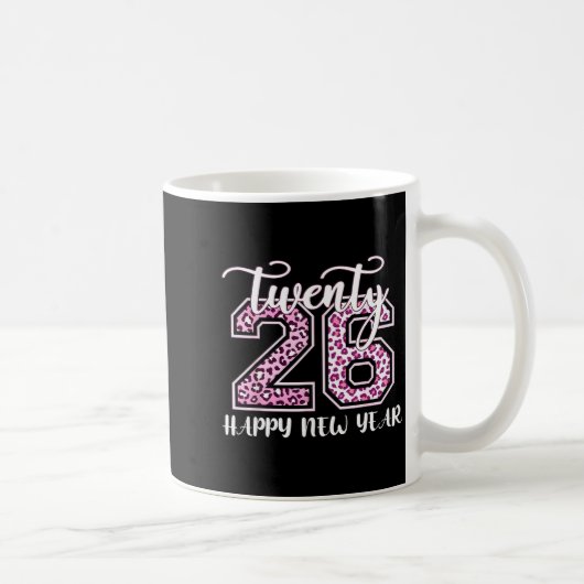 Twenty 26 2026 Happy New Year Leopard Pattern Wome コーヒーマグカップ (右)