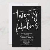 Twenty & Fabulous Minimal 20th Birthday Party 招待状 (正面)