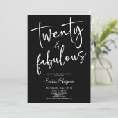 Twenty & Fabulous Minimal 20th Birthday Party 招待状 (スタンド正面)
