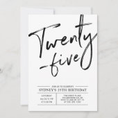 Twenty Five | 現代的な25歳の誕生日パーティー 招待状 (正面)