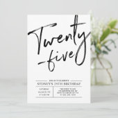 Twenty Five | 現代的な25歳の誕生日パーティー 招待状 (スタンド正面)