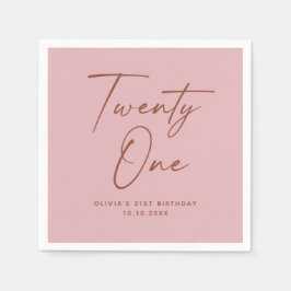 Twenty One Birthday | Dusty Rose Pink Elegant スタンダードカクテルナプキン