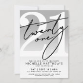 Twenty One Simple Script 21歳の誕生日 招待状 (正面)