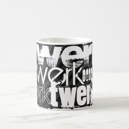 Twerk; 黒及びダークグレーは縞で飾ります コーヒーマグカップ (中央)