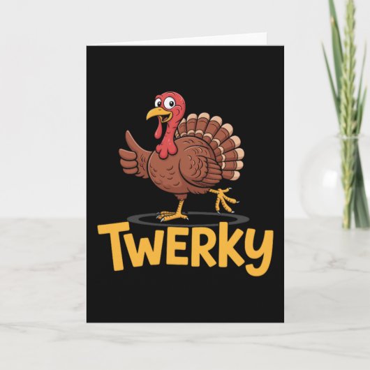 Twerky Funny Thanksgiving Dancing Turkey Pun  カード (正面)