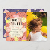Twettiフルーツオレンジ写真2nd誕生日 招待状 (正面/裏面)