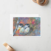 Twi Black-capped chickadee Oil Painting Note Card ノートカード (正面/裏面インサイチュ)