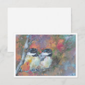 Twi Black-capped chickadee Oil Painting Note Card ノートカード (正面/裏面)