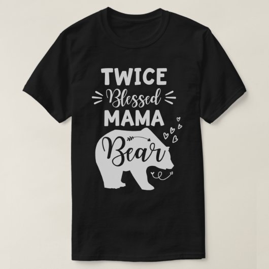 Twice Blessed Mama Bear Heart & Arrow Mom With Two Tシャツ (デザイン正面)
