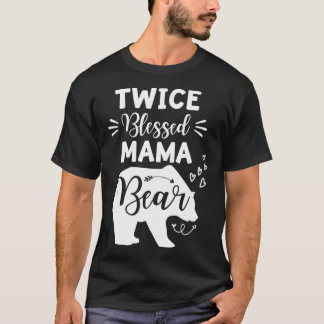 Twice Blessed Mama Bear Heart & Arrow Mom With Two Tシャツ